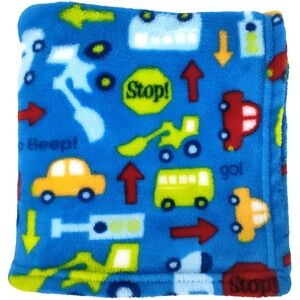 Baby Kiss Blue Construction Vehicles Blanket Fleece Cars Stop Honk Beep Arrow